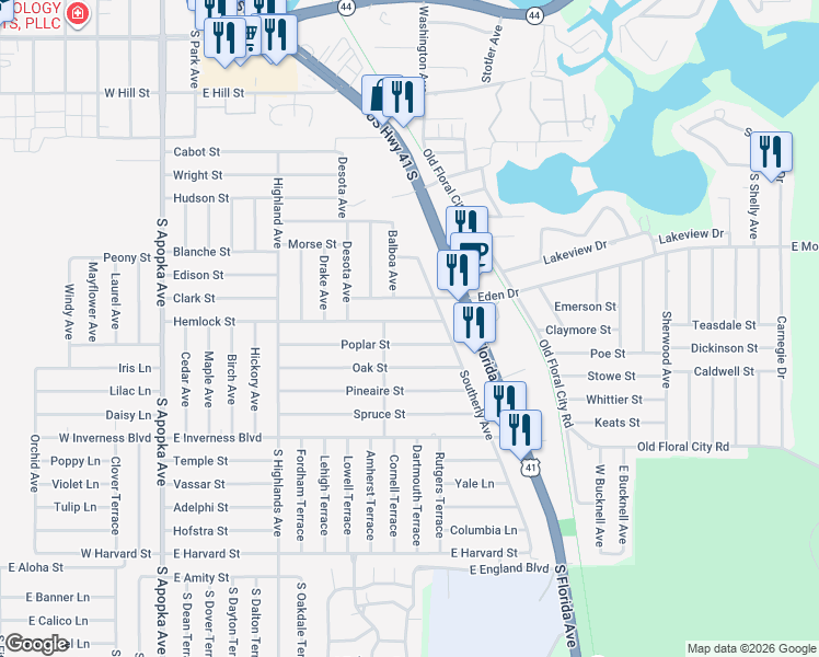 map of restaurants, bars, coffee shops, grocery stores, and more near 809 Hemlock Street in Inverness