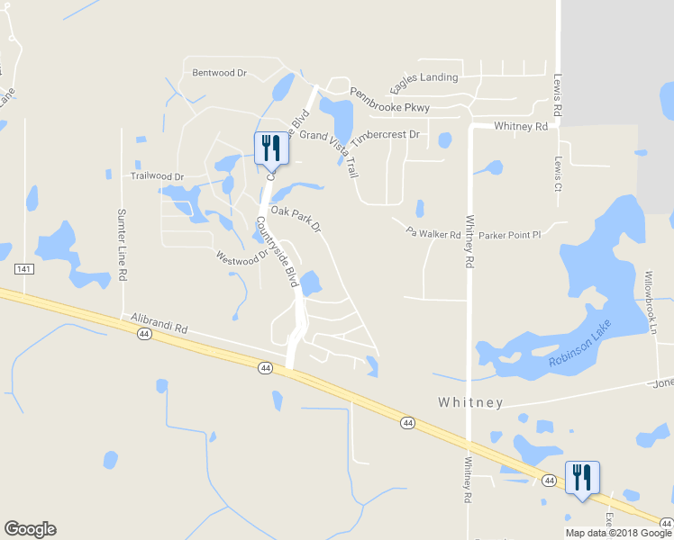 map of restaurants, bars, coffee shops, grocery stores, and more near 32555 Oak Park Drive in Leesburg