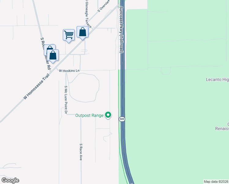 map of restaurants, bars, coffee shops, grocery stores, and more near 2699 South Cauthen Point in Lecanto