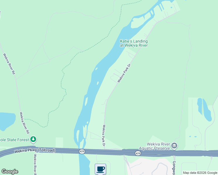 map of restaurants, bars, coffee shops, grocery stores, and more near 184 Wekiva Park Drive in Sanford