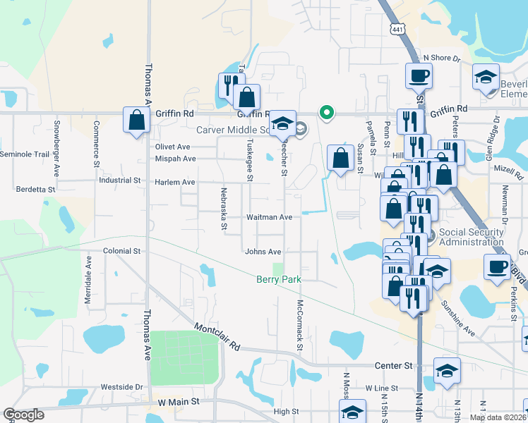 map of restaurants, bars, coffee shops, grocery stores, and more near 2111 Mara Court in Leesburg