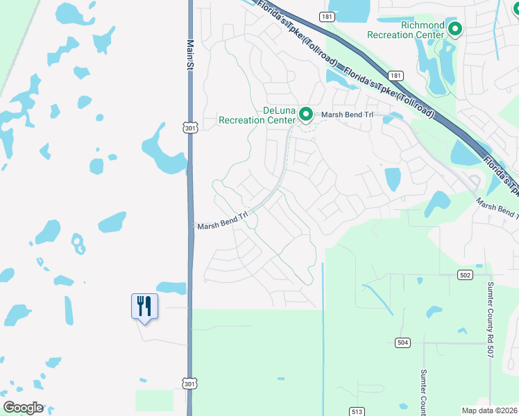 map of restaurants, bars, coffee shops, grocery stores, and more near 4505 U.S. 301 in Wildwood