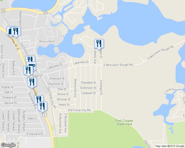 map of restaurants, bars, coffee shops, grocery stores, and more near 732 Sinclair in Inverness