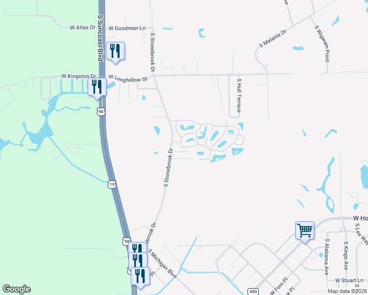 map of restaurants, bars, coffee shops, grocery stores, and more near 8299 West Charmaine Drive in Homosassa Springs