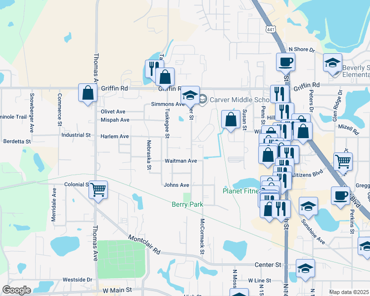 map of restaurants, bars, coffee shops, grocery stores, and more near 2111 Mara Court in Leesburg