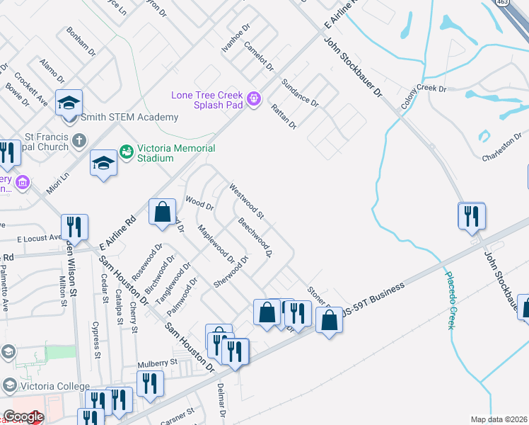 map of restaurants, bars, coffee shops, grocery stores, and more near 910 Westwood Street in Victoria