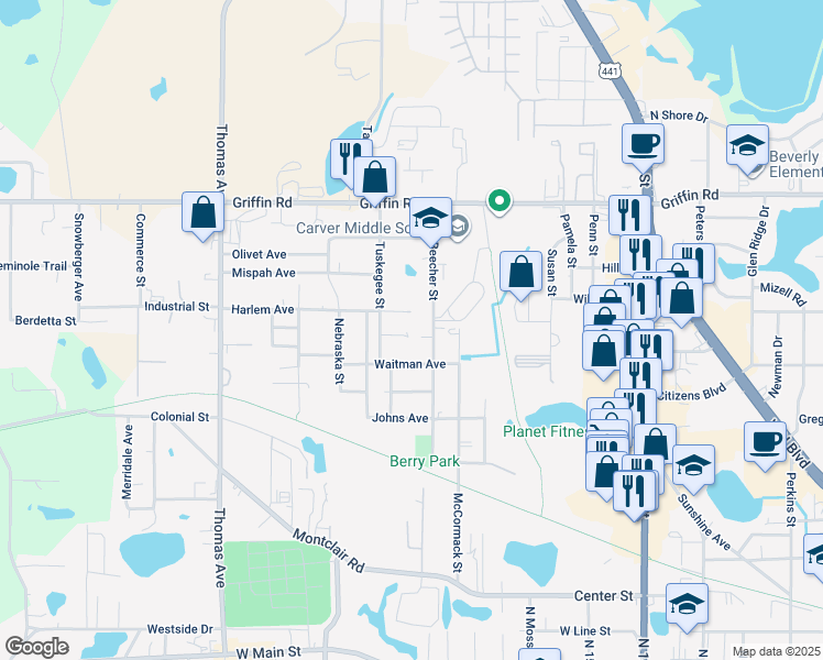 map of restaurants, bars, coffee shops, grocery stores, and more near 2111 Mara Court in Leesburg