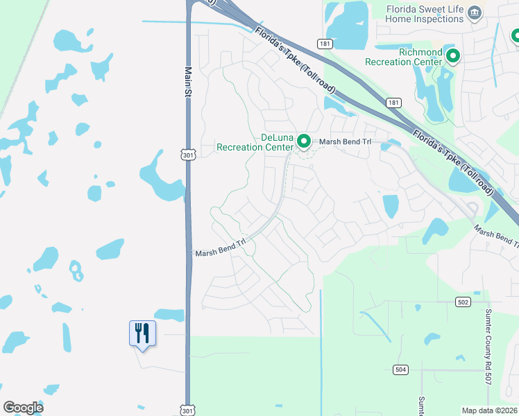 map of restaurants, bars, coffee shops, grocery stores, and more near 4505 U.S. 301 in Wildwood