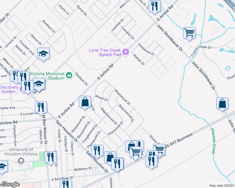 map of restaurants, bars, coffee shops, grocery stores, and more near 413 Beechwood Drive in Victoria