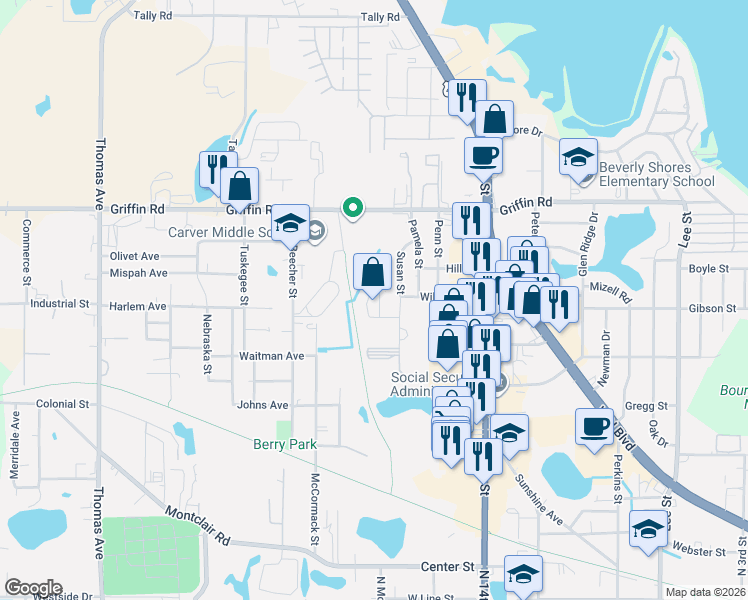 map of restaurants, bars, coffee shops, grocery stores, and more near 1025 Birchwood Court in Leesburg