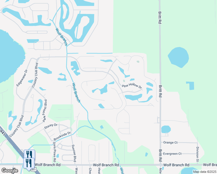 map of restaurants, bars, coffee shops, grocery stores, and more near 7024 Arcadian Court in Mount Dora