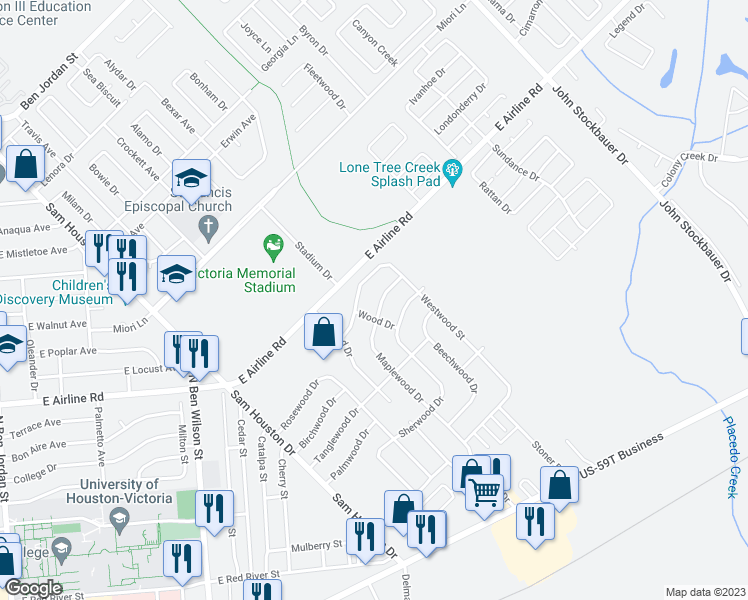map of restaurants, bars, coffee shops, grocery stores, and more near 605 Maplewood Drive in Victoria