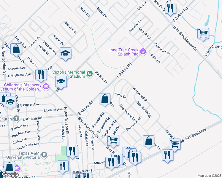 map of restaurants, bars, coffee shops, grocery stores, and more near 207 Westwood Street in Victoria