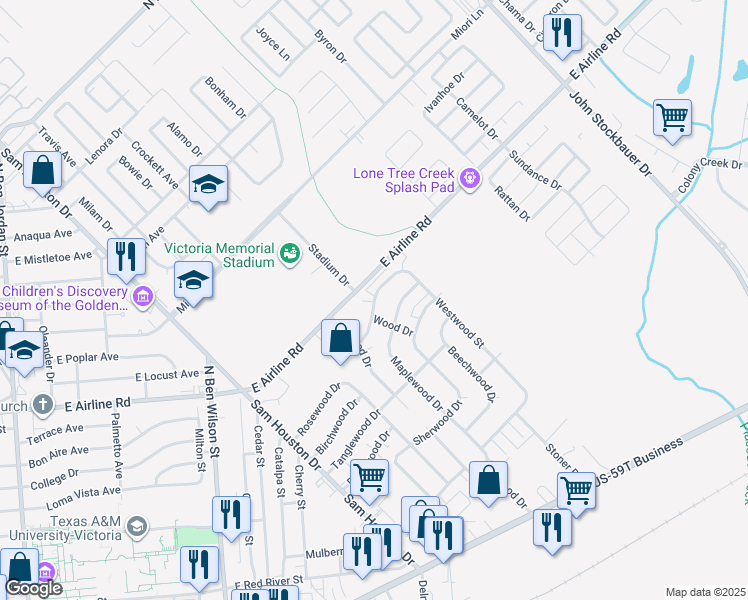 map of restaurants, bars, coffee shops, grocery stores, and more near 207 Westwood Street in Victoria