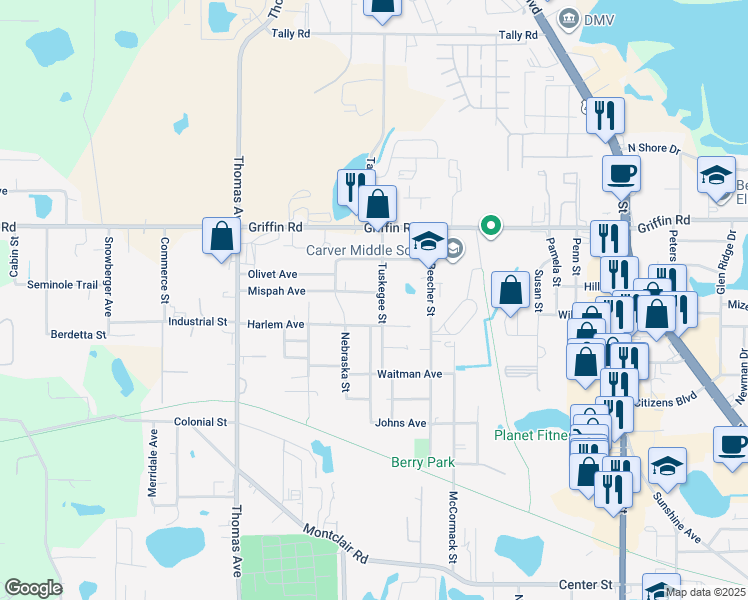 map of restaurants, bars, coffee shops, grocery stores, and more near 2206 Harlem Avenue in Leesburg