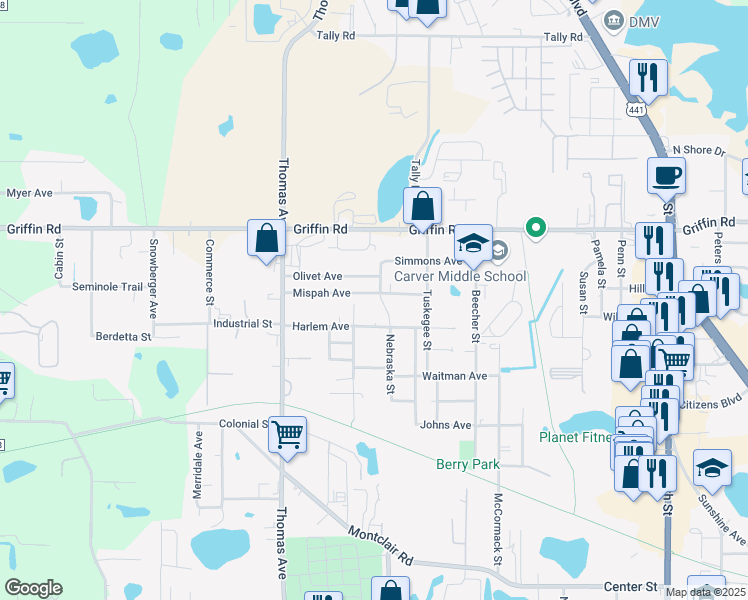 map of restaurants, bars, coffee shops, grocery stores, and more near 2302 Harlem Avenue in Leesburg
