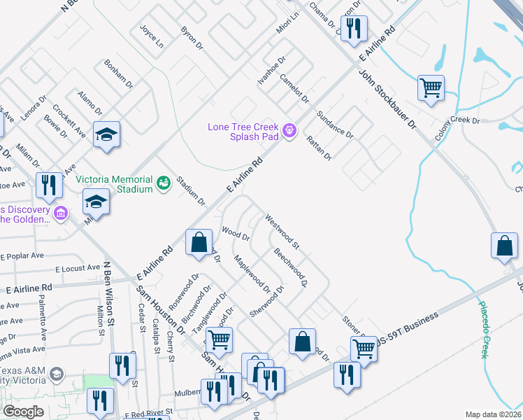 map of restaurants, bars, coffee shops, grocery stores, and more near 611 Sherwood Drive in Victoria