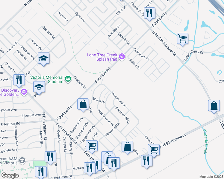 map of restaurants, bars, coffee shops, grocery stores, and more near 611 Sherwood Drive in Victoria