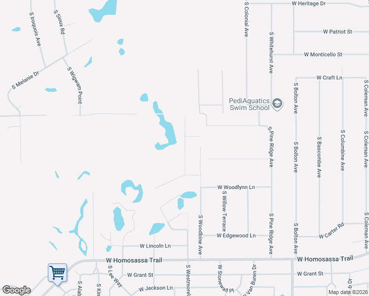 map of restaurants, bars, coffee shops, grocery stores, and more near 2430 South Wakulla Point in Homosassa