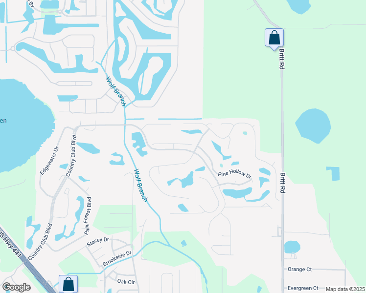 map of restaurants, bars, coffee shops, grocery stores, and more near 6034 Spring Creek Court in Mount Dora