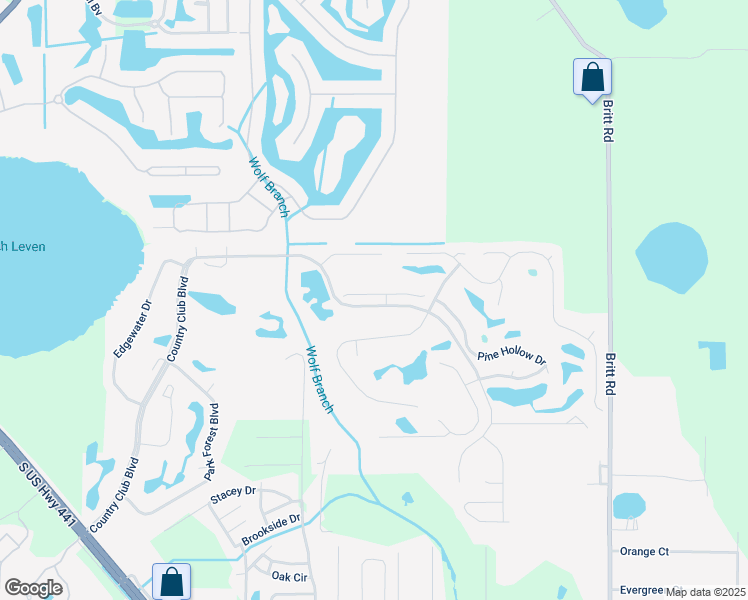 map of restaurants, bars, coffee shops, grocery stores, and more near 6020 Spring Creek Court in Mount Dora