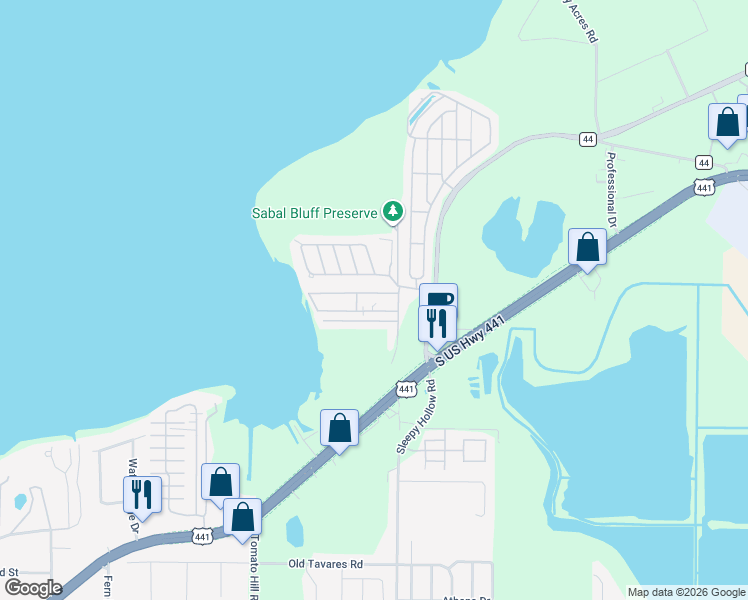 map of restaurants, bars, coffee shops, grocery stores, and more near 3337 East Dean Street in Leesburg