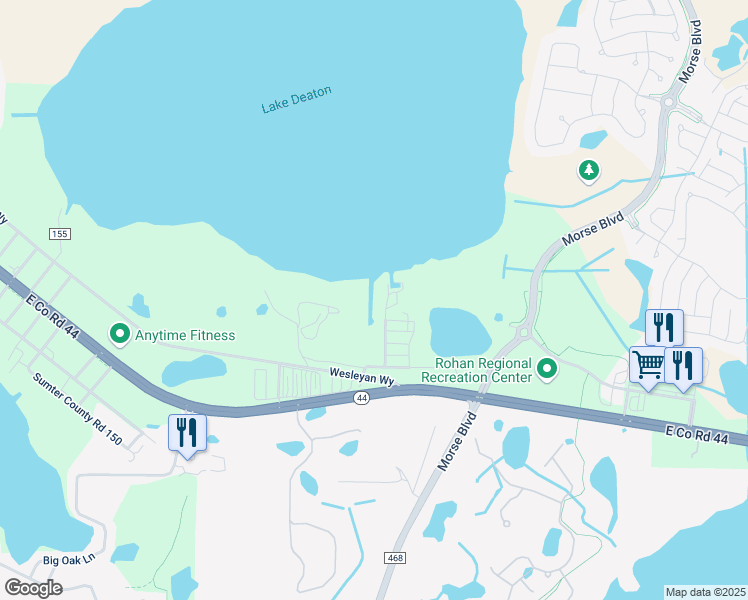 map of restaurants, bars, coffee shops, grocery stores, and more near 4992 County Road 146 in Wildwood