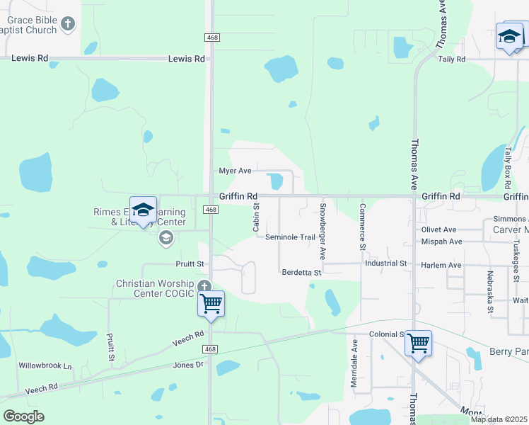 map of restaurants, bars, coffee shops, grocery stores, and more near 2901 Griffin Road in Leesburg