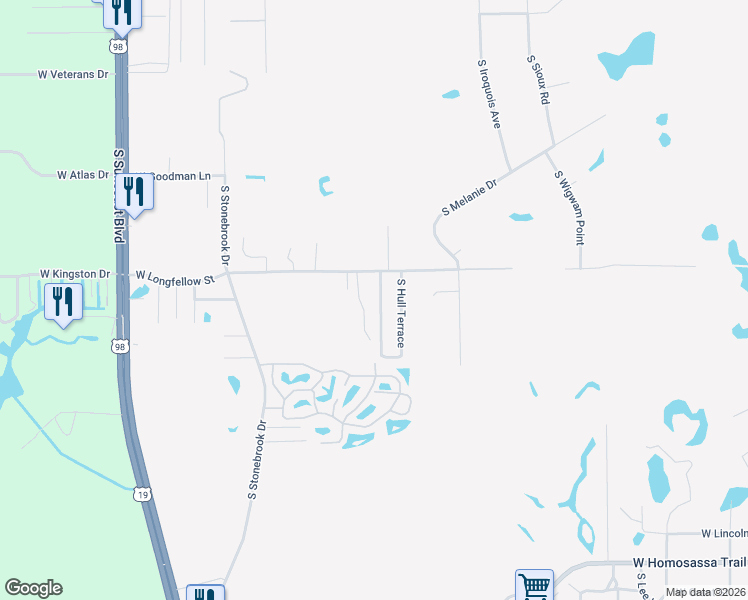 map of restaurants, bars, coffee shops, grocery stores, and more near 2326 South Stanley Terrace in Homosassa
