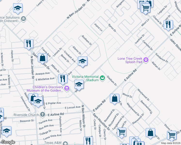 map of restaurants, bars, coffee shops, grocery stores, and more near 3102 Miori Lane in Victoria