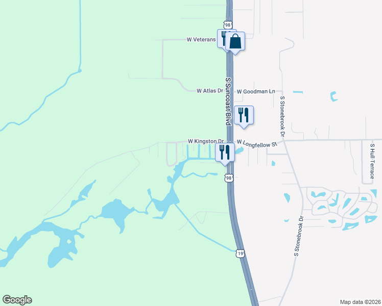 map of restaurants, bars, coffee shops, grocery stores, and more near 2306 South Todd Point in Homosassa