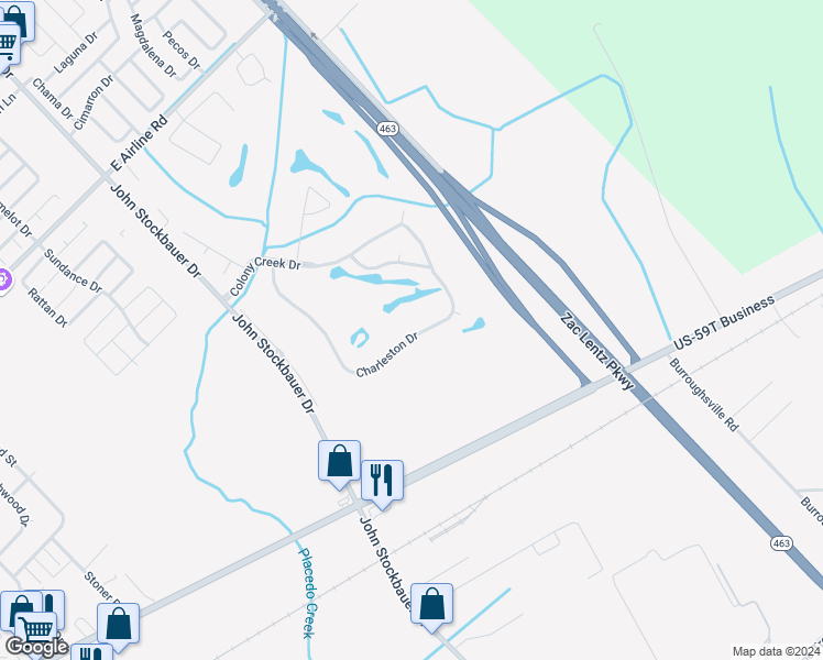 map of restaurants, bars, coffee shops, grocery stores, and more near 502 Charleston Drive in Victoria