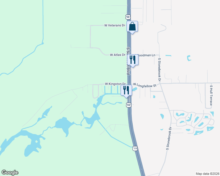 map of restaurants, bars, coffee shops, grocery stores, and more near 2306 South Todd Point in Homosassa