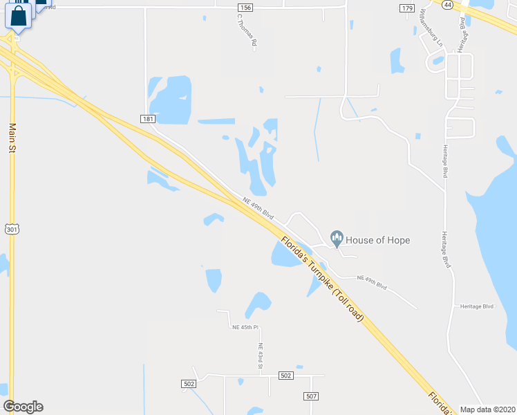 map of restaurants, bars, coffee shops, grocery stores, and more near 4738 Northeast 49th Boulevard in Wildwood