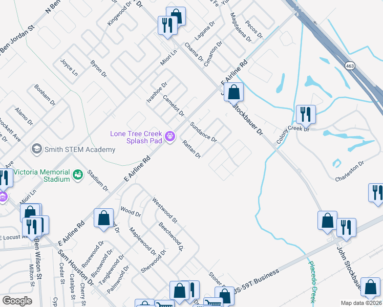map of restaurants, bars, coffee shops, grocery stores, and more near 402 Rattan Drive in Victoria
