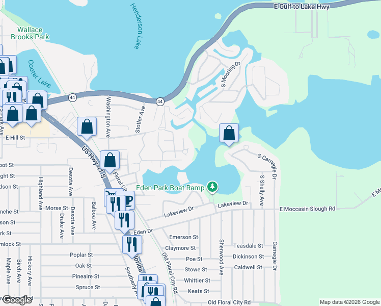 map of restaurants, bars, coffee shops, grocery stores, and more near 1330 Longboat Point in Inverness