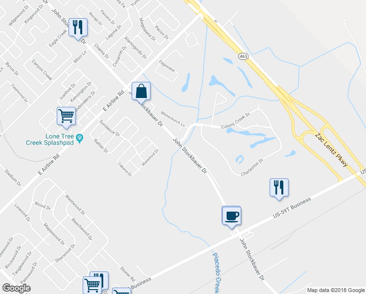 map of restaurants, bars, coffee shops, grocery stores, and more near 298 John Stockbauer Drive in Victoria