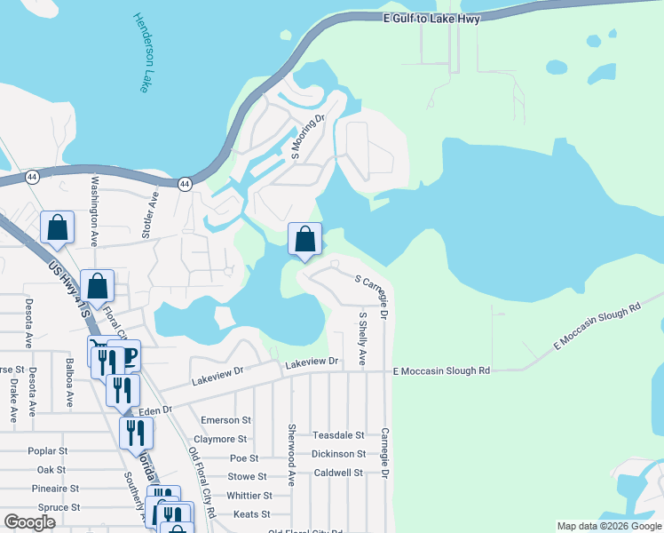 map of restaurants, bars, coffee shops, grocery stores, and more near 2215 South Carnegie Drive in Inverness