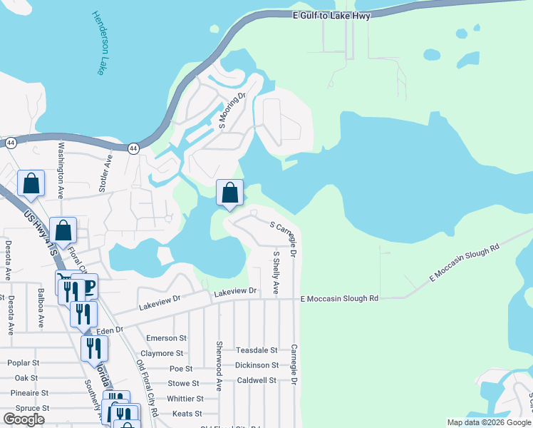map of restaurants, bars, coffee shops, grocery stores, and more near 2215 South Carnegie Drive in Inverness