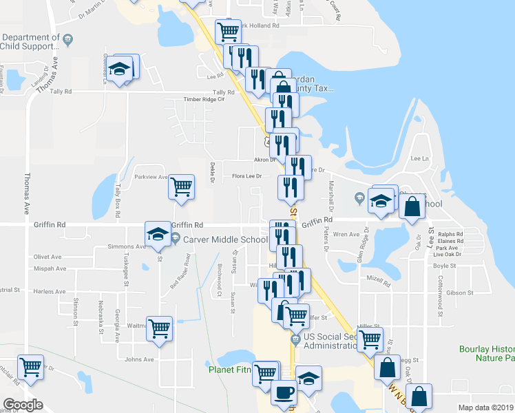 map of restaurants, bars, coffee shops, grocery stores, and more near 19 Herald Drive in Leesburg