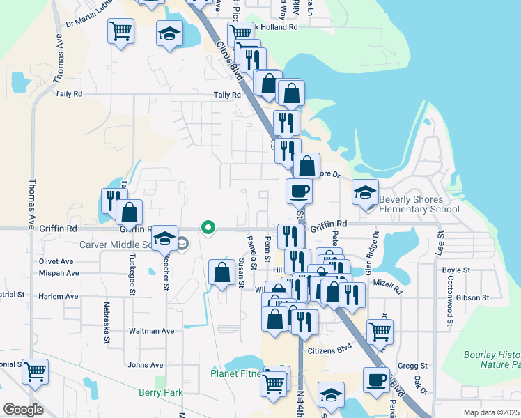 map of restaurants, bars, coffee shops, grocery stores, and more near 38 Herald Drive in Leesburg