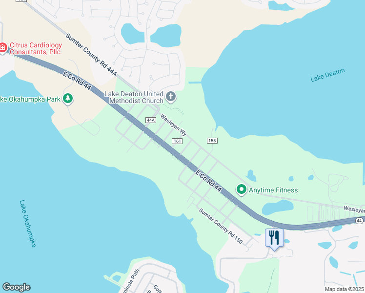 map of restaurants, bars, coffee shops, grocery stores, and more near 5068 County Road 159 in Wildwood