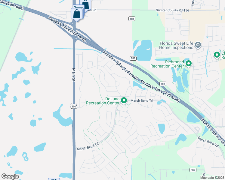 map of restaurants, bars, coffee shops, grocery stores, and more near Florida's Turnpike in Wildwood