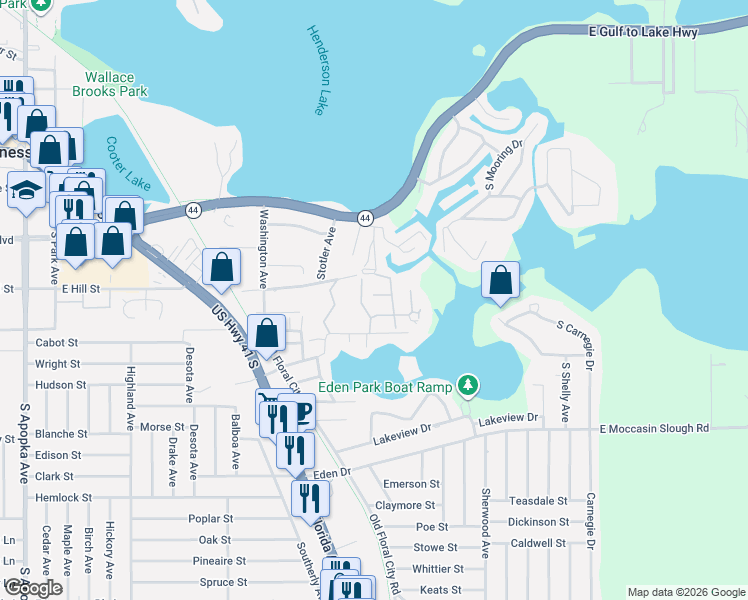 map of restaurants, bars, coffee shops, grocery stores, and more near 438 Landing Boulevard in Inverness