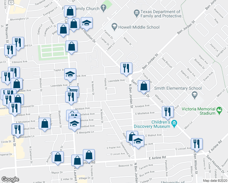 map of restaurants, bars, coffee shops, grocery stores, and more near 1808 Melrose Avenue in Victoria