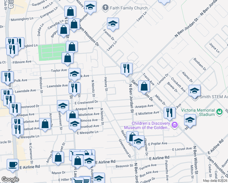 map of restaurants, bars, coffee shops, grocery stores, and more near 1808 Melrose Avenue in Victoria