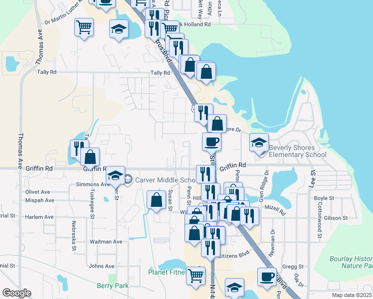 map of restaurants, bars, coffee shops, grocery stores, and more near 41 Herald Drive in Leesburg