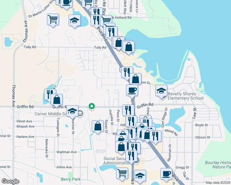 map of restaurants, bars, coffee shops, grocery stores, and more near 39 Herald Drive in Leesburg