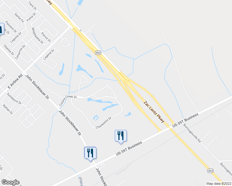 map of restaurants, bars, coffee shops, grocery stores, and more near 805 Charleston Drive in Victoria