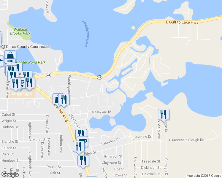 map of restaurants, bars, coffee shops, grocery stores, and more near 1314 Cypress Cove Court in Inverness